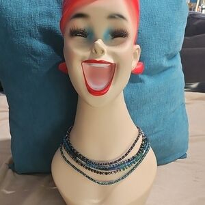 Chico's Multi-Strand Blue and Teal Beaded Necklace